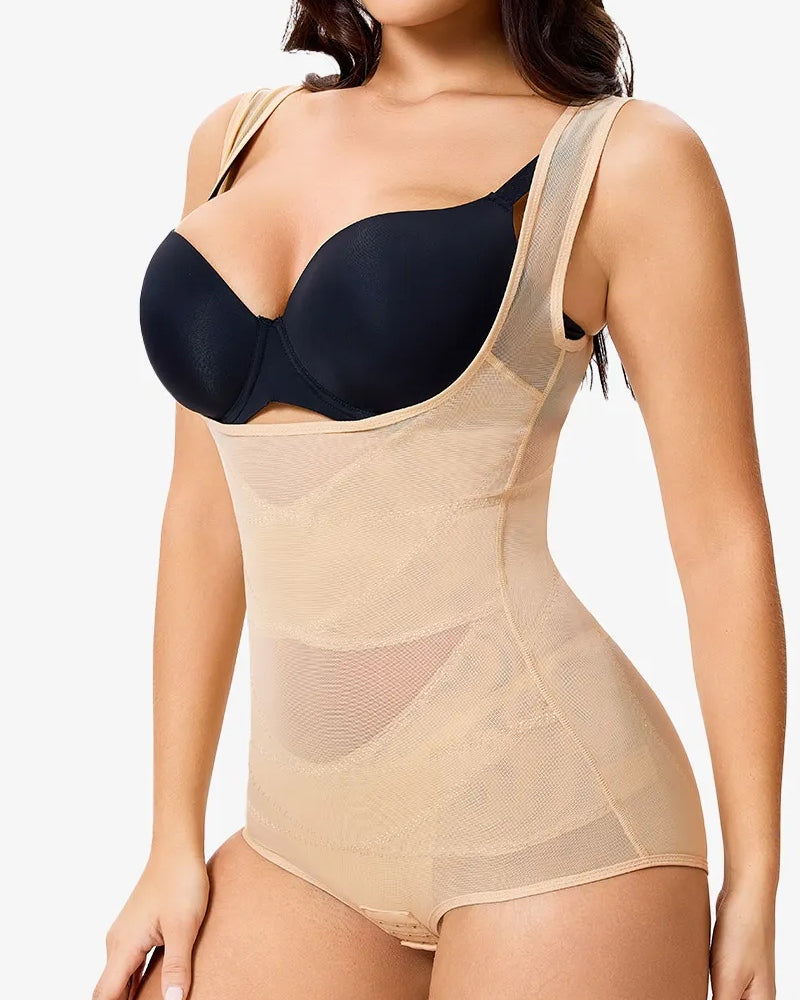 See-Through Mesh Tummy-Controlling Bodysuit