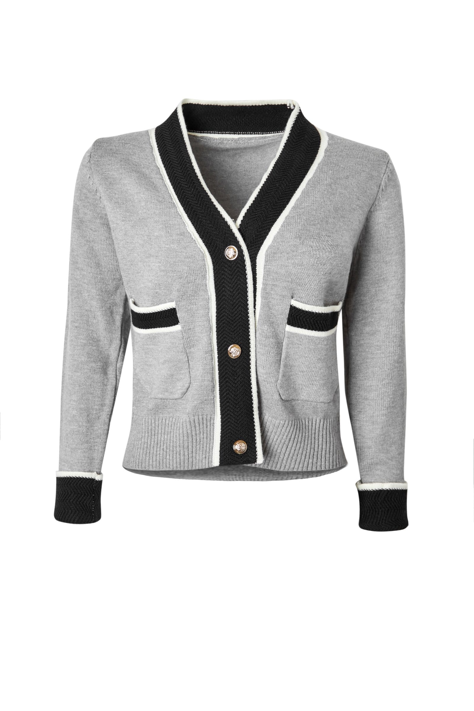 Adelyn Grey Pocketed Cardigan