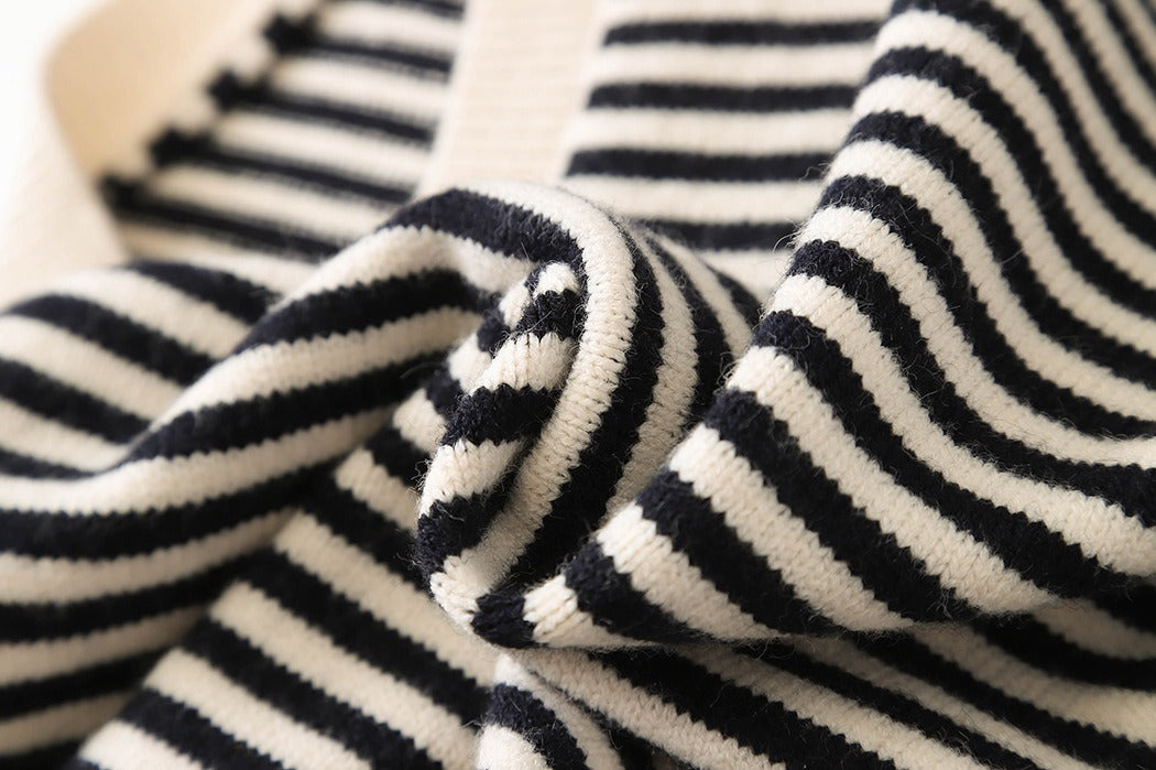 Vintage Striped Contrasting Knitted Cardigan Vest