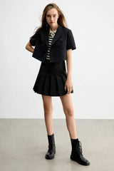Charlize Black Pleated Skirt