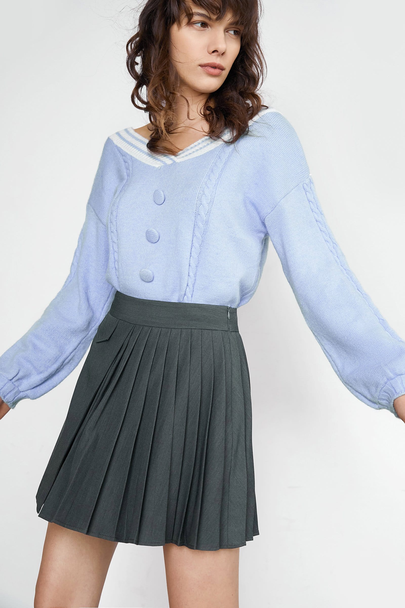 Jaquan Cornflower Blue V-Neck Sweater