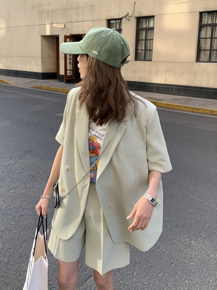 Green Collarless Blazer