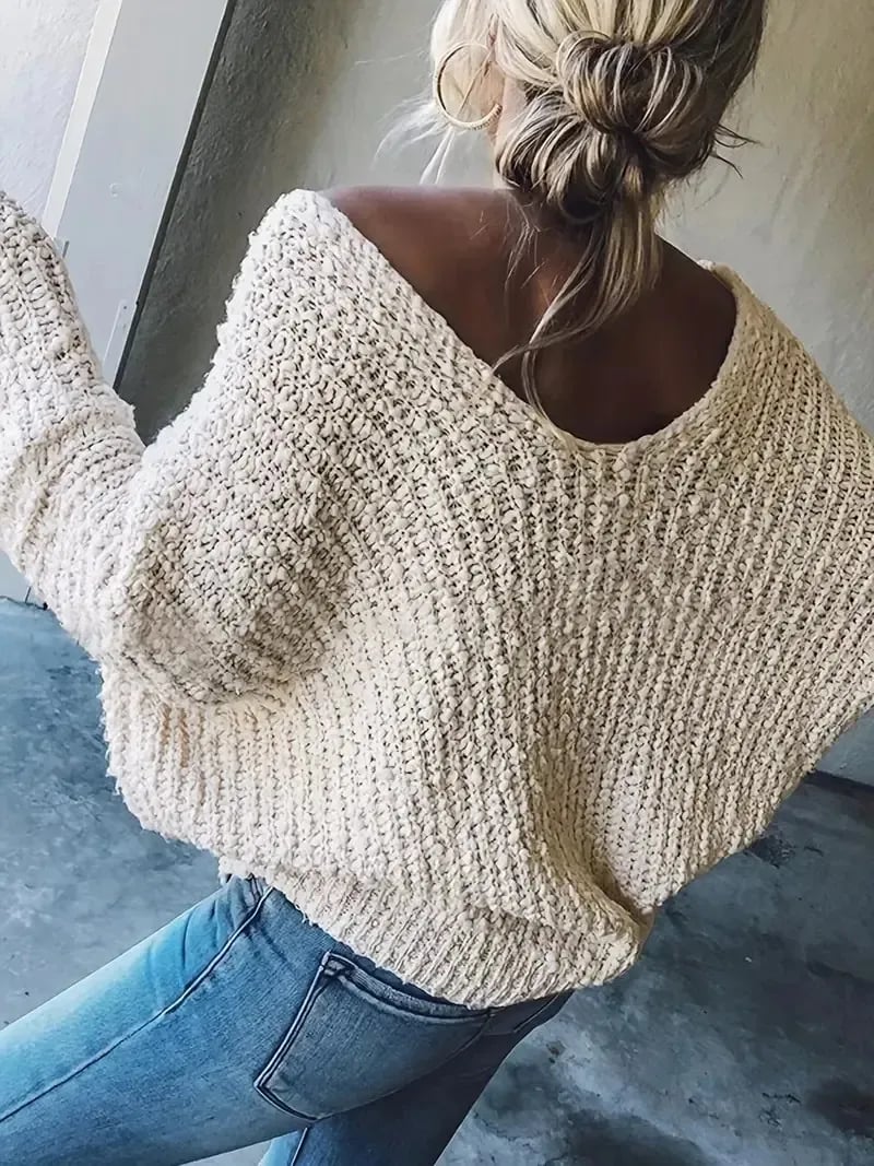 Off-the-Shoulder Sweater Loose Lightweight Pullover Top