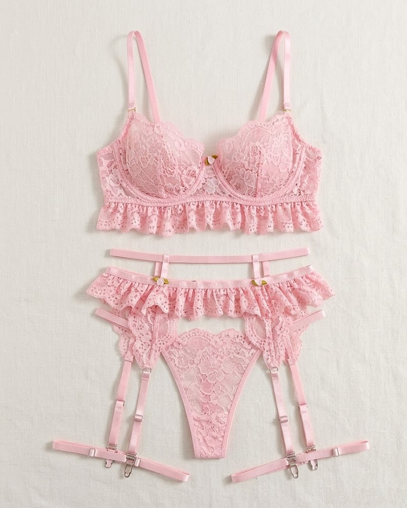 Lace Hollow-Out Erotic Lingerie Set