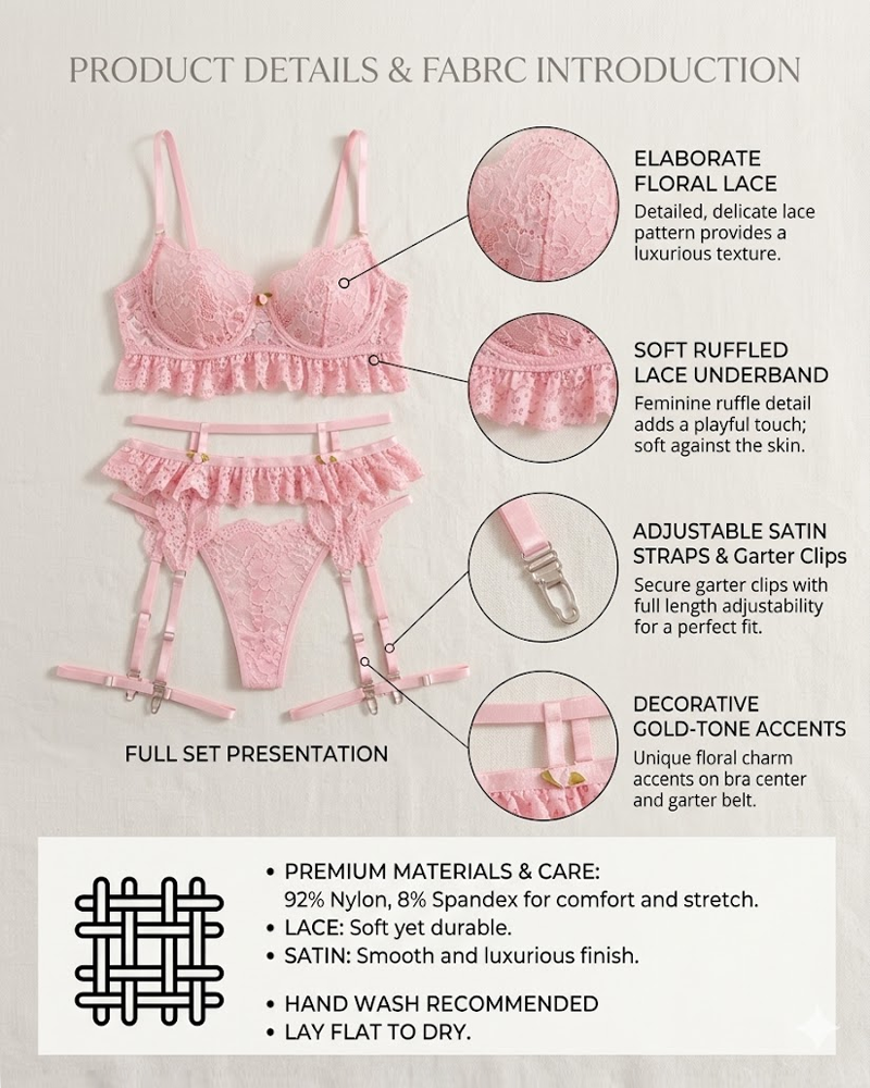 Lace Hollow-Out Erotic Lingerie Set