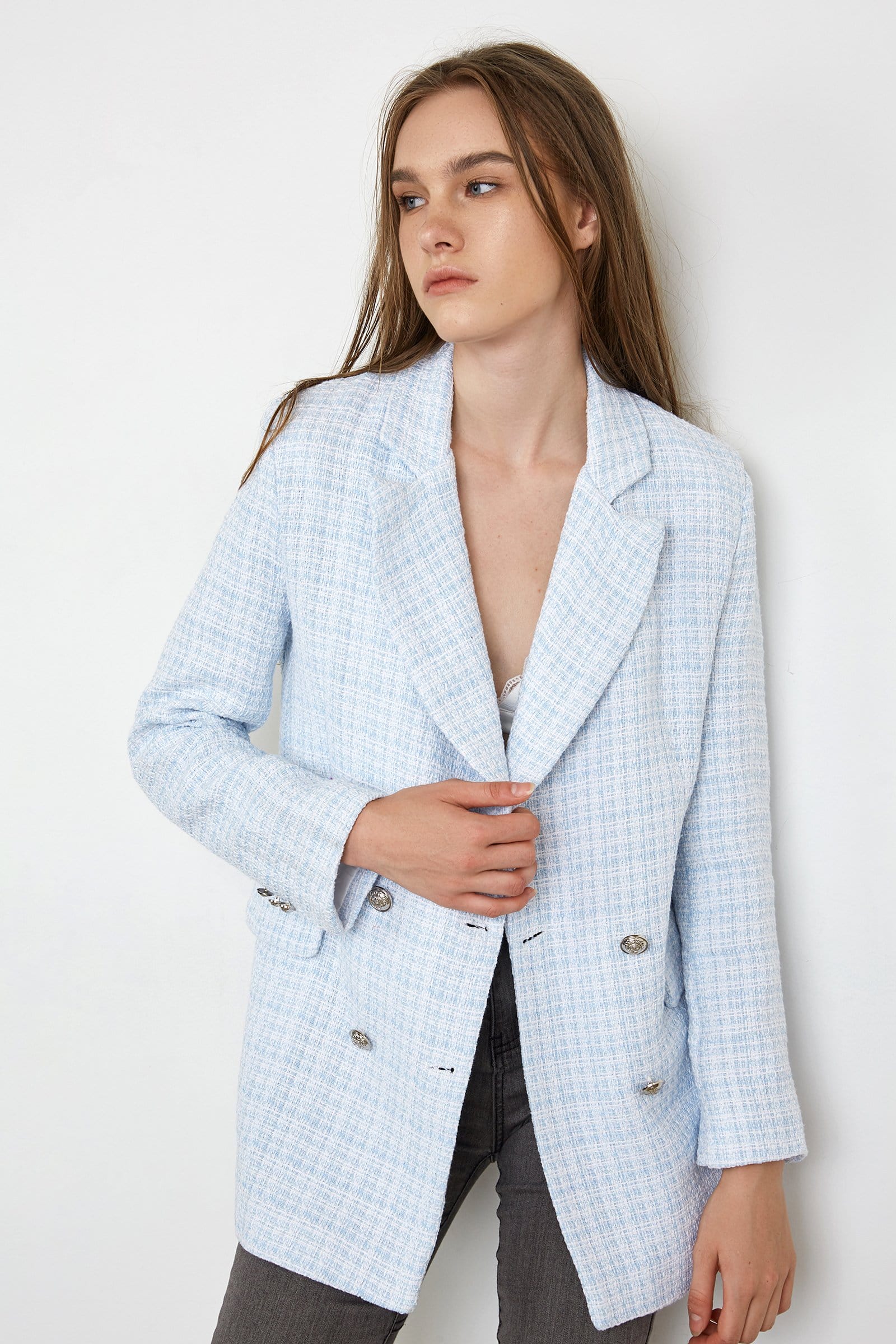 Nella Light Steel Longline Blazer