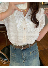 Jakayla Beige Doll Collar Shirt