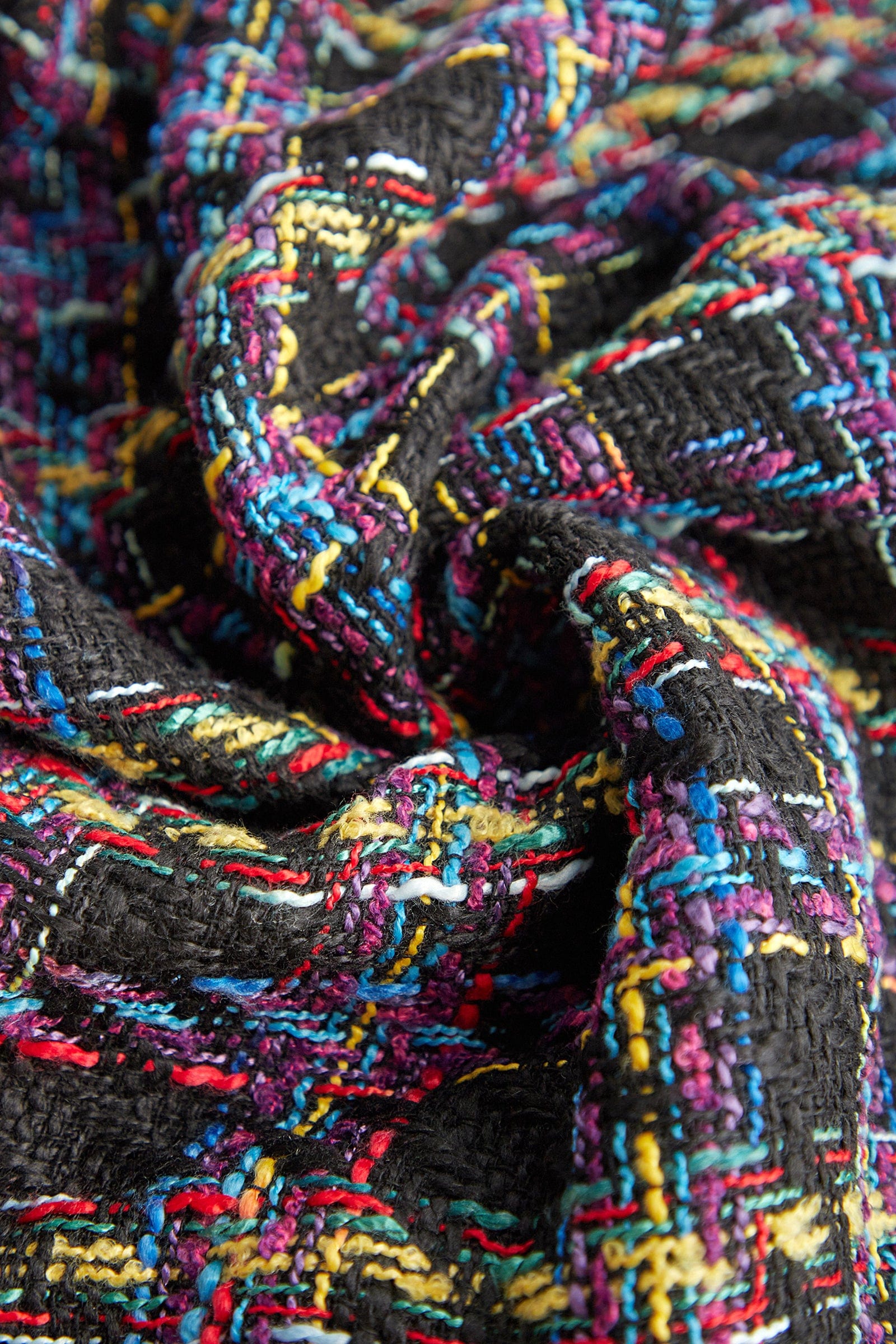 Multicolor Plaid Double-Breasted Cropped Tweed Blazer