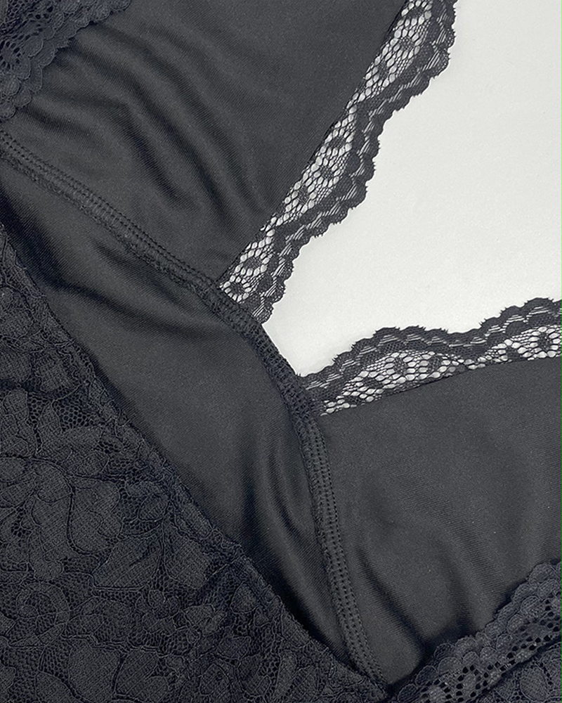 Lace V-Neck Backless Slim Fit Bodycon Dress