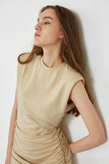 Mykah Beige Sleeveless Mini Dress