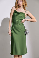 Norah Dark Green Slip Midi Dress