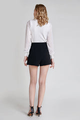 White Lace Detail Mesh Knit Blouse