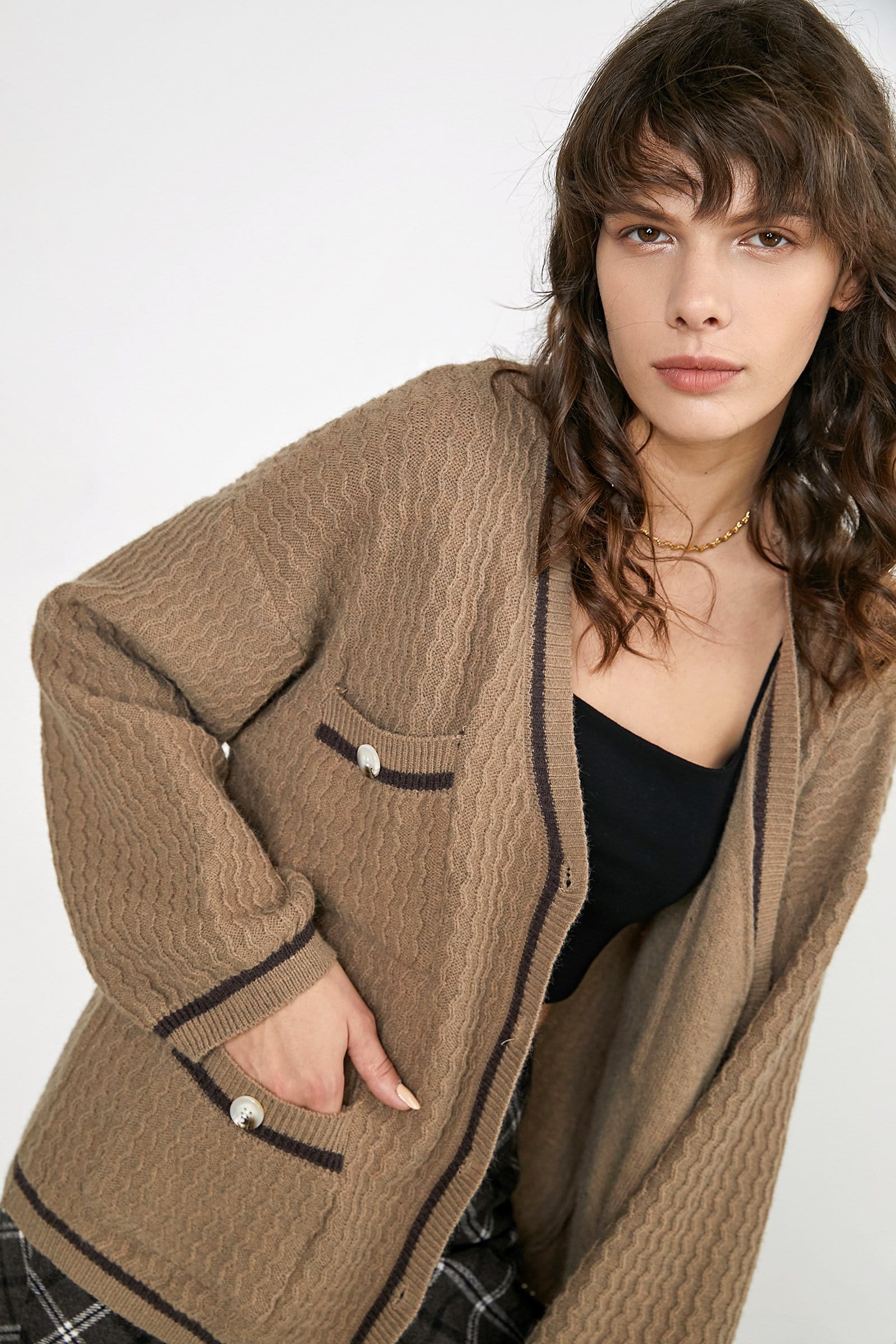 Keoni Tan Contrast Cardigan
