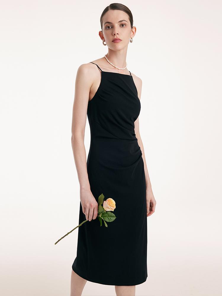 Pre-Order Ruched Waist Spaghetti Strap Dress With Detachable Bra Pads