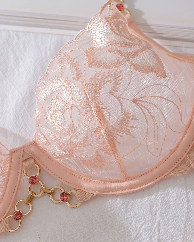 Luxury Floral Embroidered Shapewear Lingerie Set