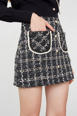 Brisa Black Plaid Skirt Black