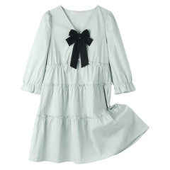 V-Neck Mini Dress With Bow