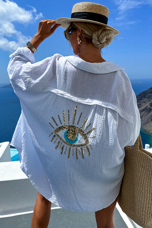 Summer Escapades Linen Sequin-Embroidered Top - 3 Colors