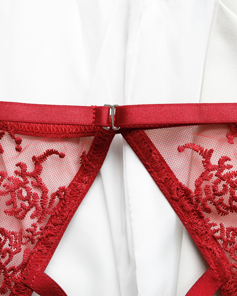Halter Embroidered Strappy Bodysuit