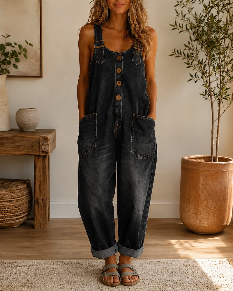 Vintage Loose Fit Casual Denim Jumpsuit