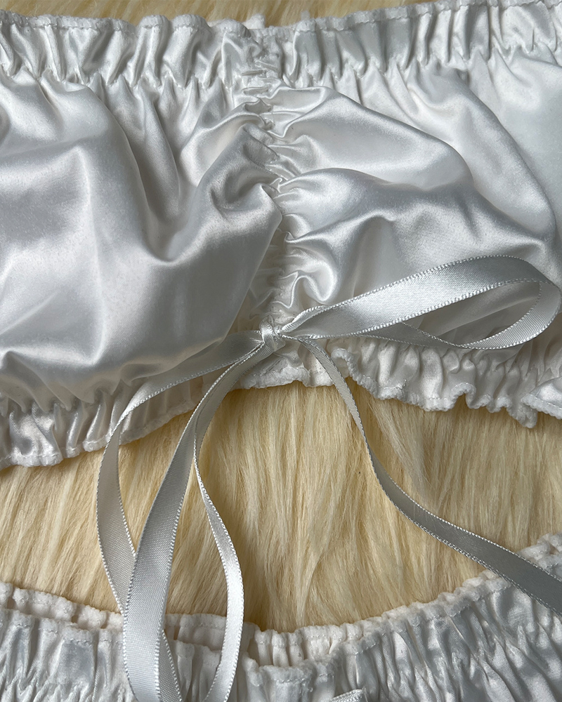 Satin Off-Shoulder Pajama Set