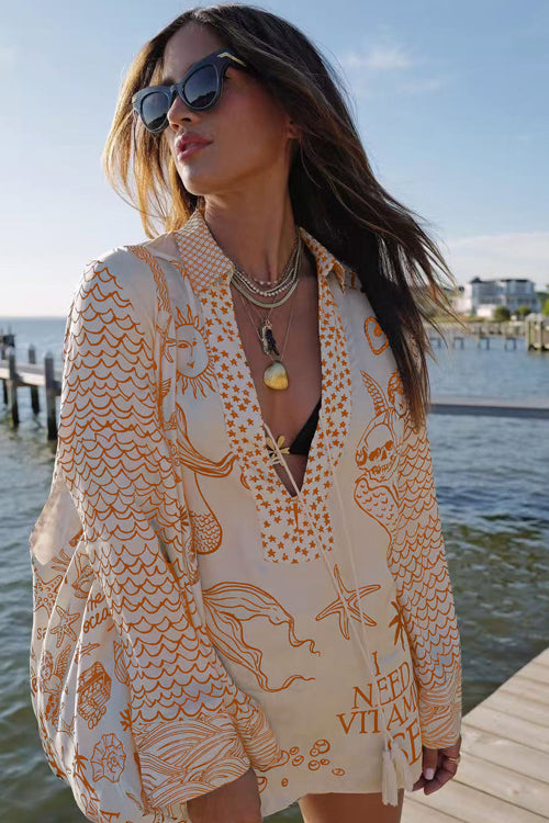 Summer Escapades Print Long Sleeve Set - 5 Colors