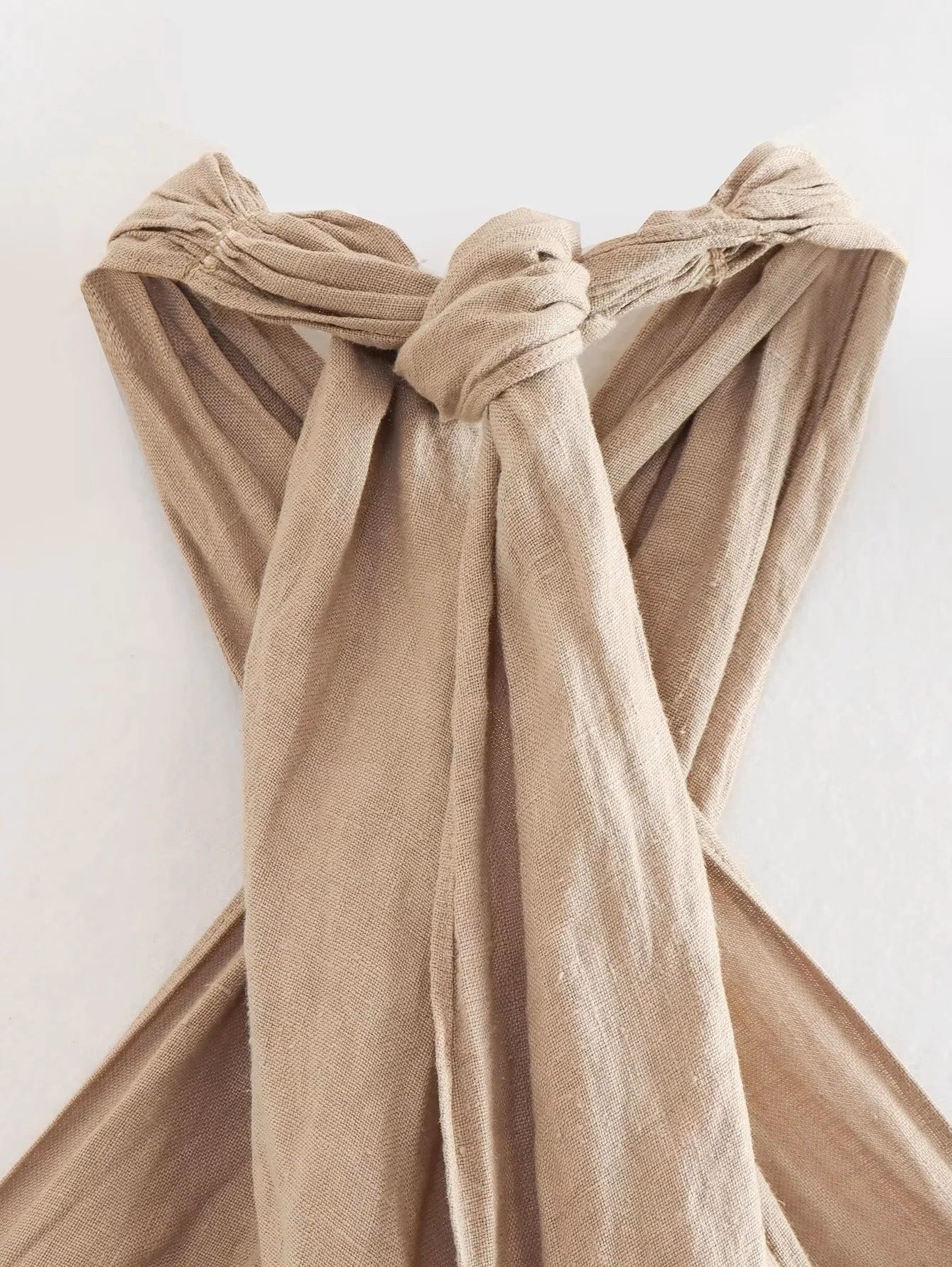 Cotton & Linen Crisscross Neckline Dress