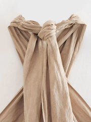 Cotton & Linen Crisscross Neckline Dress