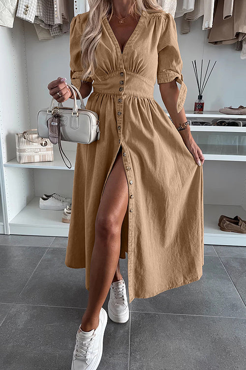 On This Sweet Day Button Down Denim Maxi Dress - 5 Colors