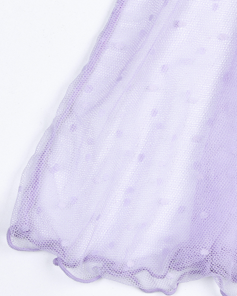 Polka Dot Sheer Mesh Lace Cami Slip Dress