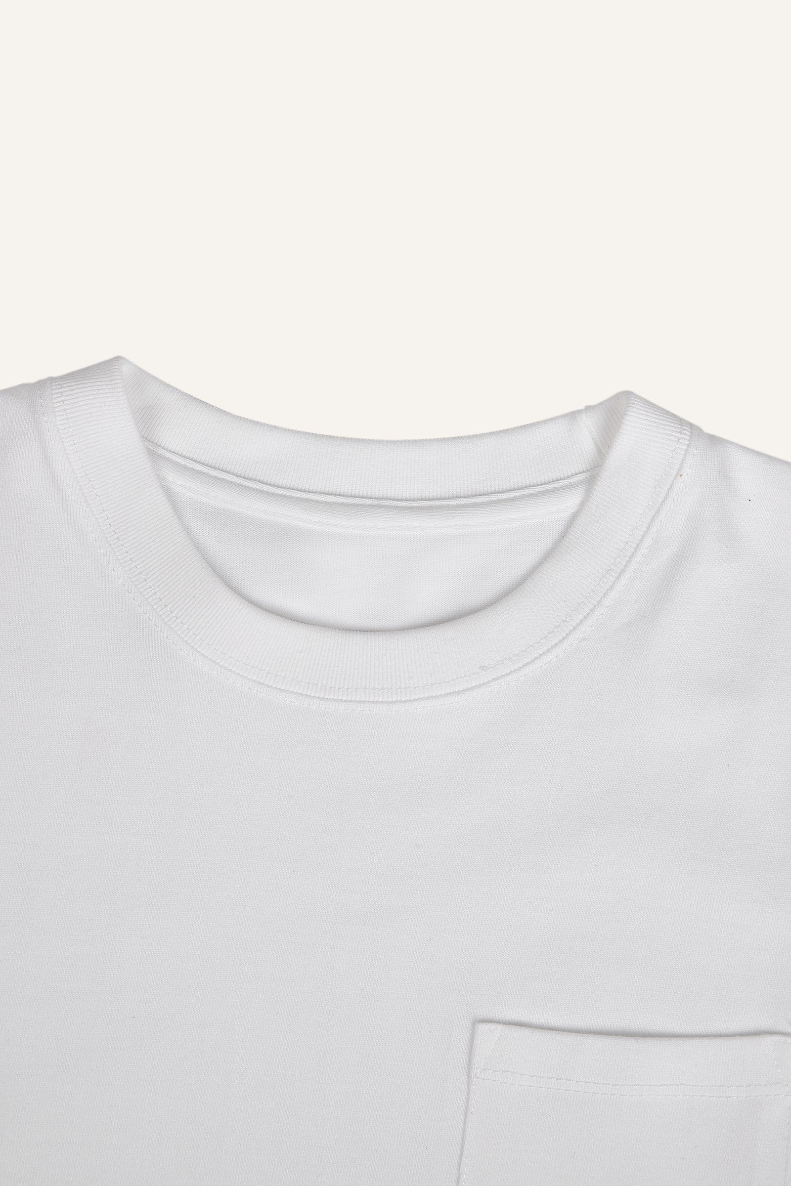 Women's White Chest-Pocket Cotton T-Shirt