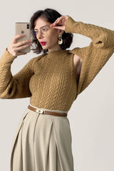 Peru Cable Knit Shrug Cardigan & Vest Two-Piece Set