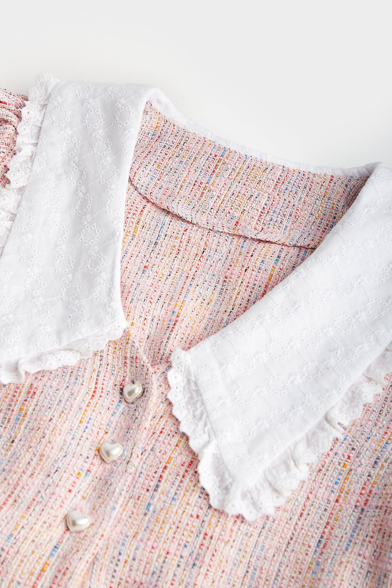 Pink Statement Collar Buttoned Mini Dress