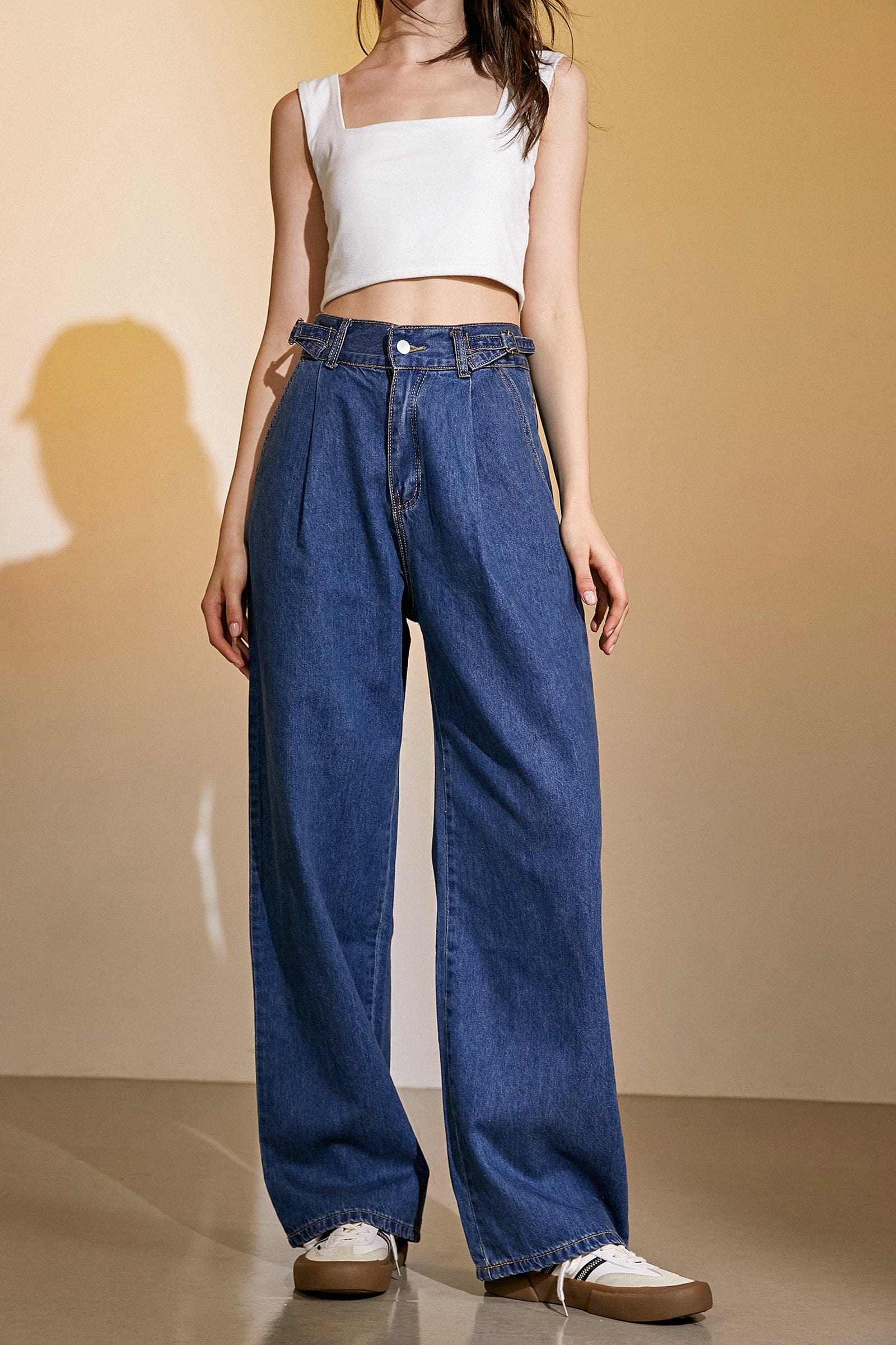 Royal Blue Full-Length Wide Leg Jeans