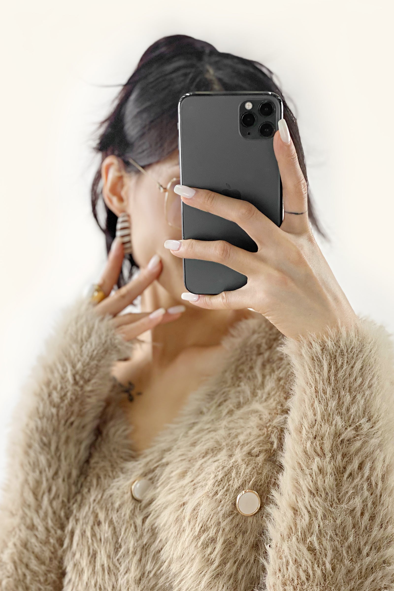 Sandy Brown Fuzzy Knit V-Neck Cropped Cardigan