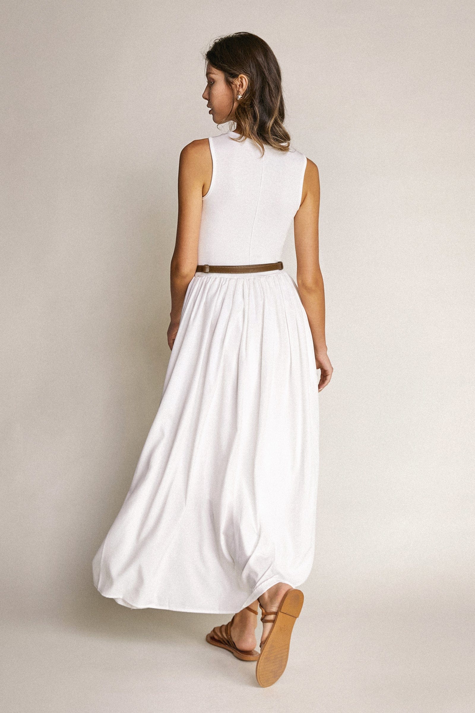 White Knit Tank Bodice Maxi Dress