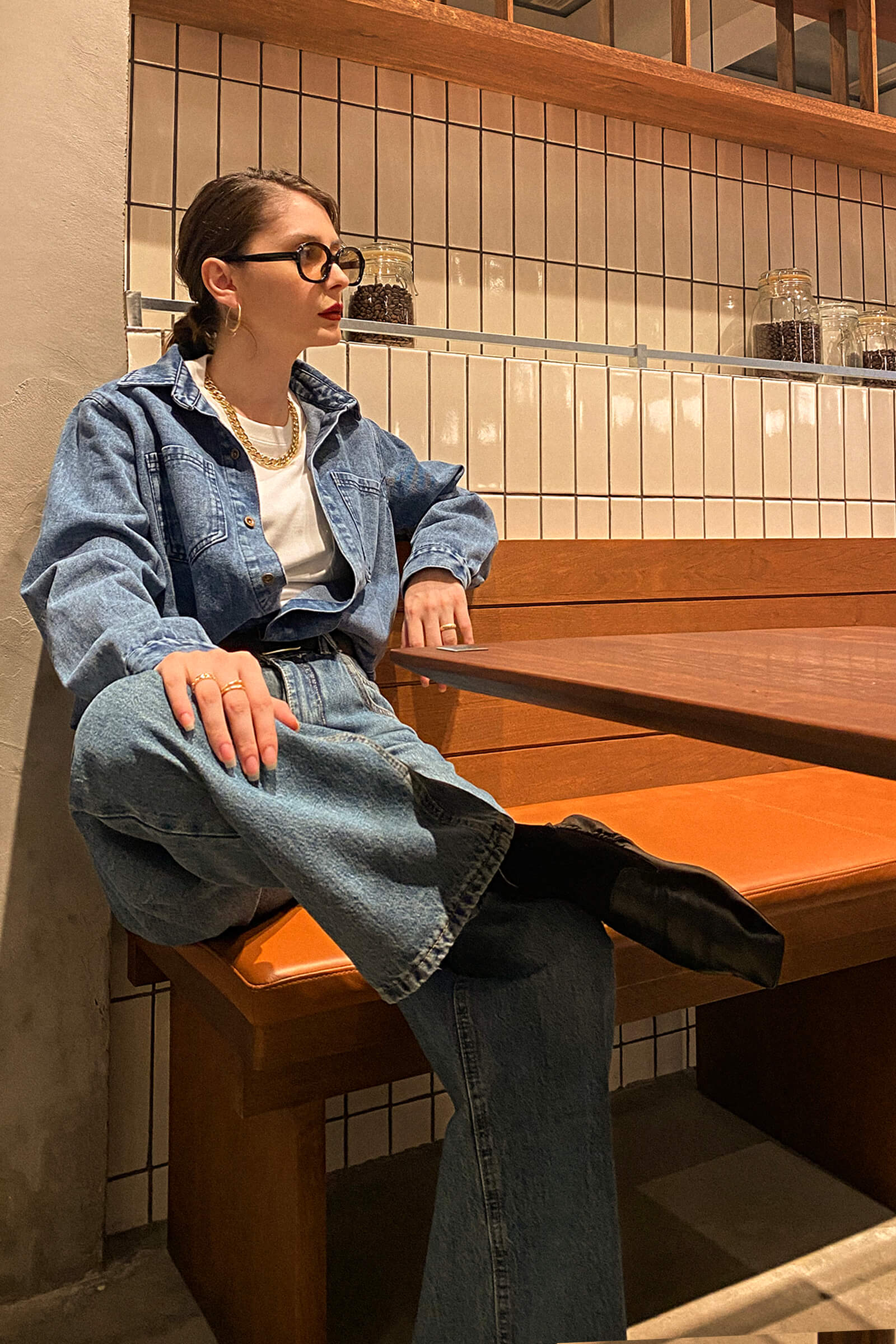 Medium Blue Wash Button-Up Oversized Denim Shacket
