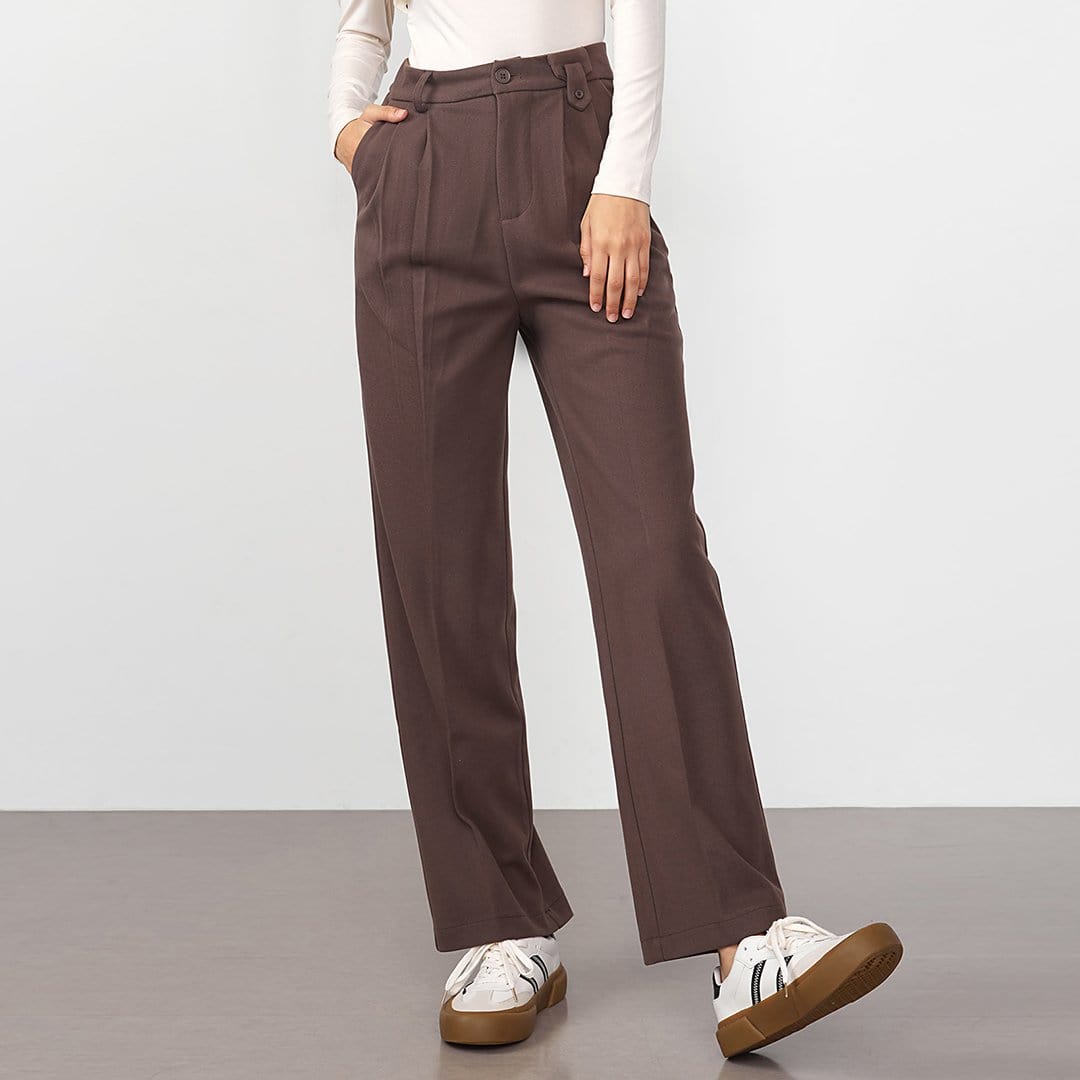 Geogina Saddle Brown Pleated Pants