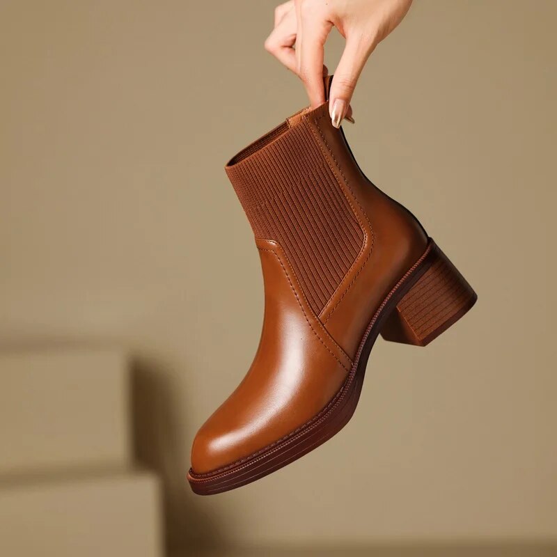 British style stretch slim fit sock boots
