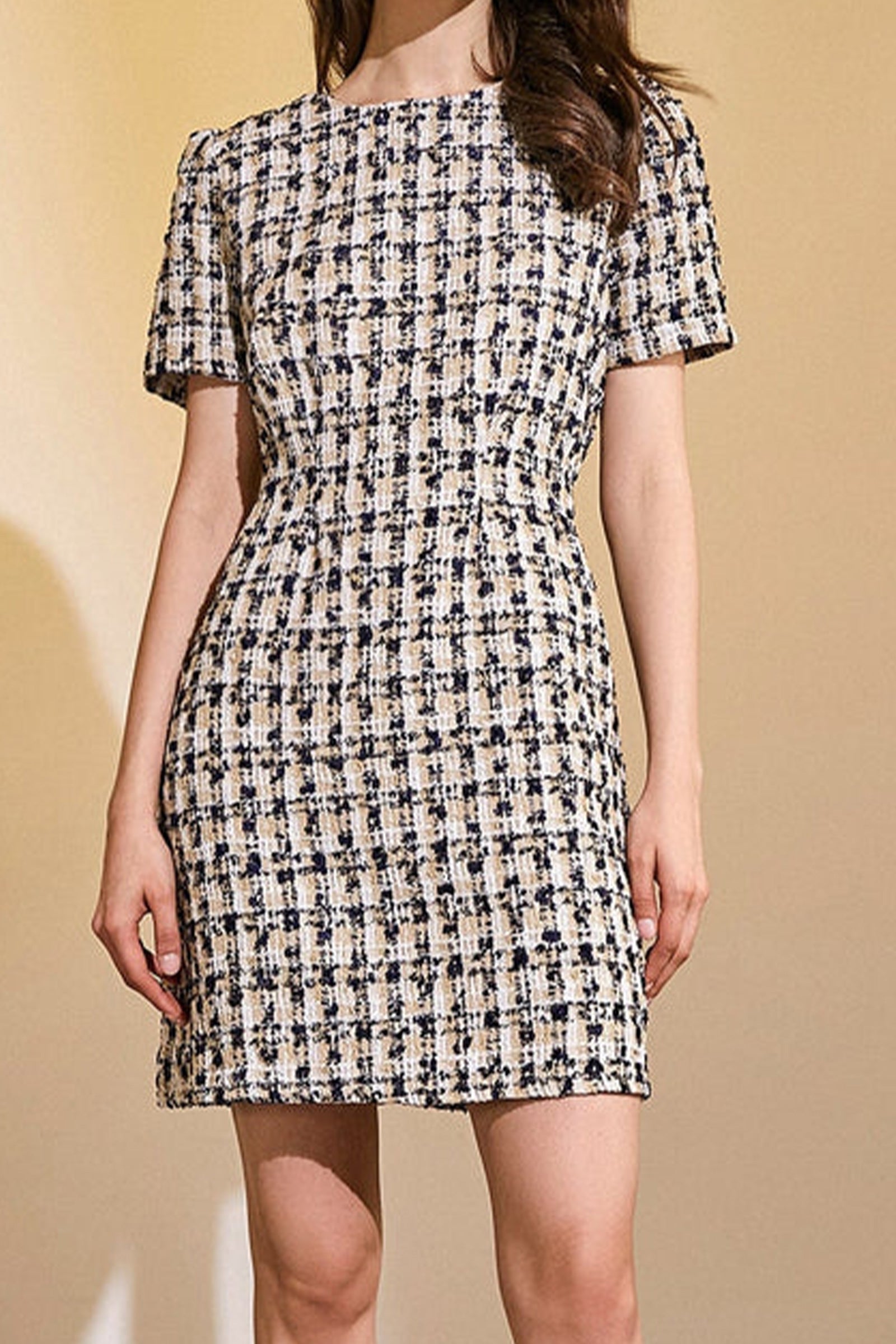 Midnight Blue Short Sleeve Crew Neck Mini Dress