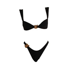 Adjustable Bikini with Metal Details Tummy Control Two Piece Swimsuit Micro Bikini Sets Pantieswear
