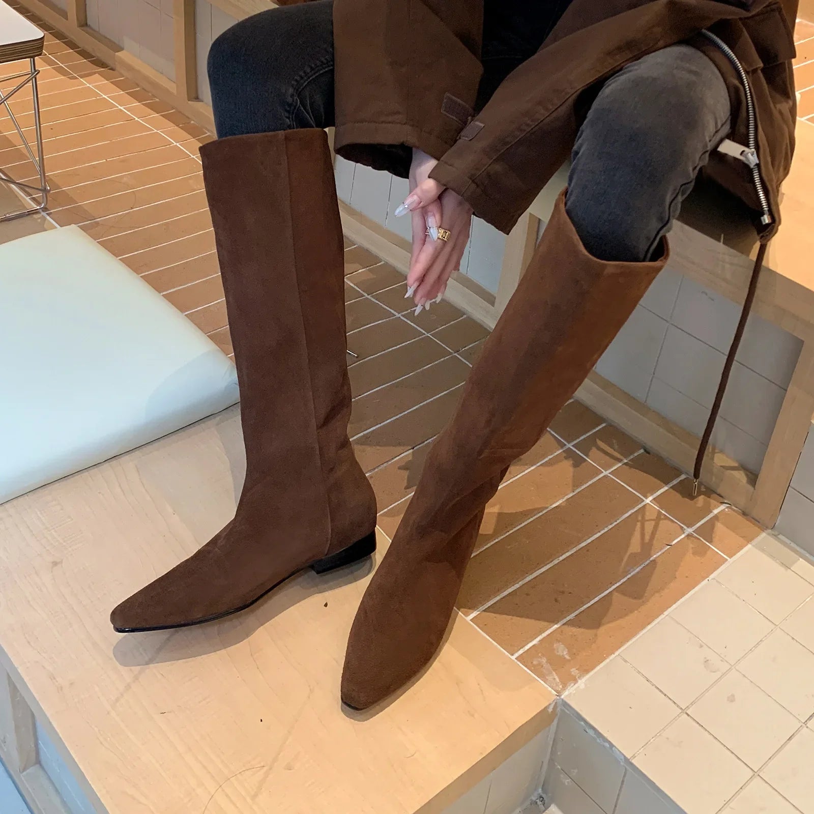 Autumn Cow suede Riding Boots