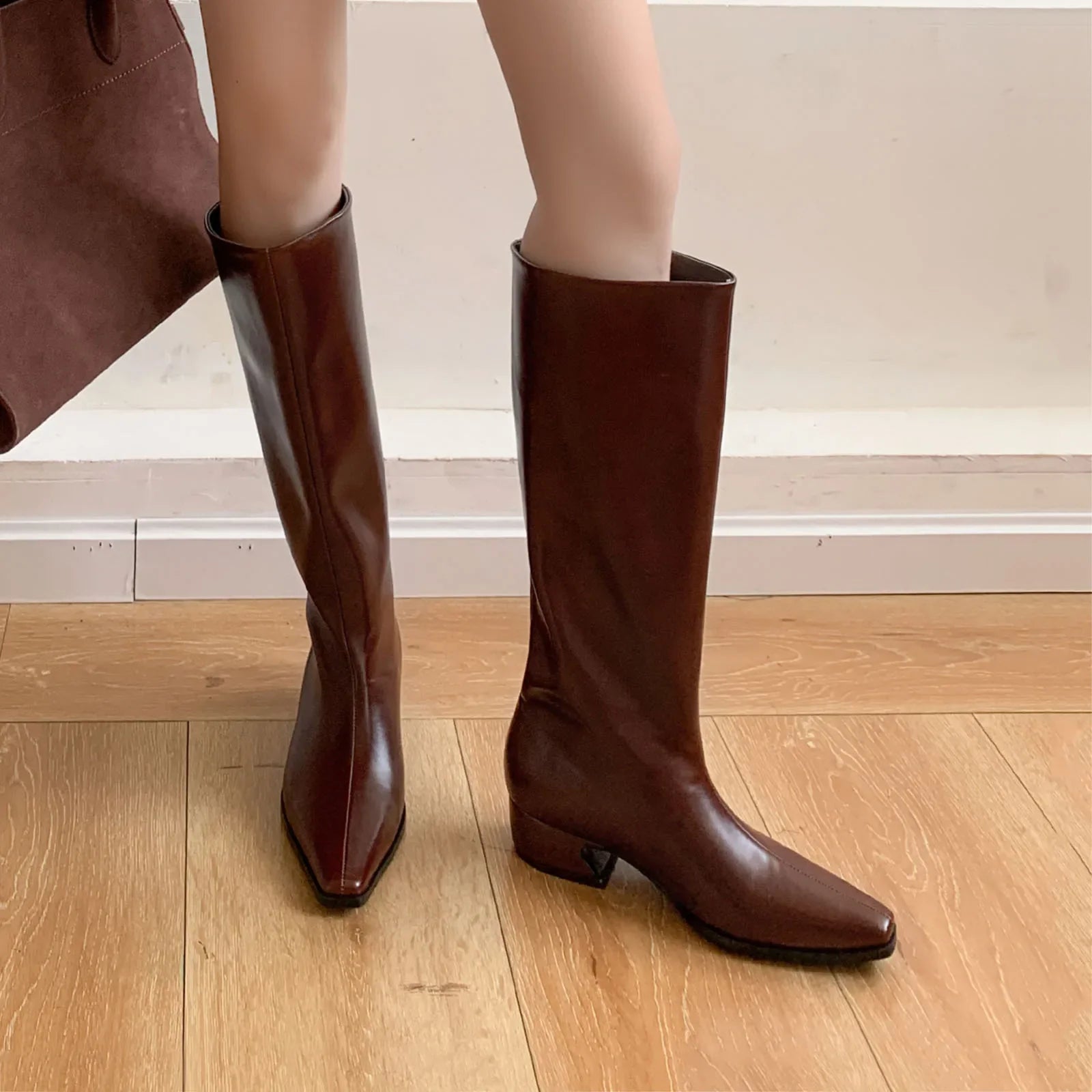 Autumn Cowhide Knee high Boots