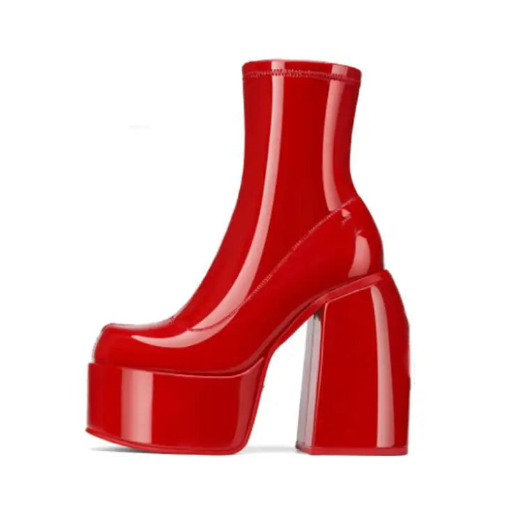 Autumn Patent Leather platform Short Boots