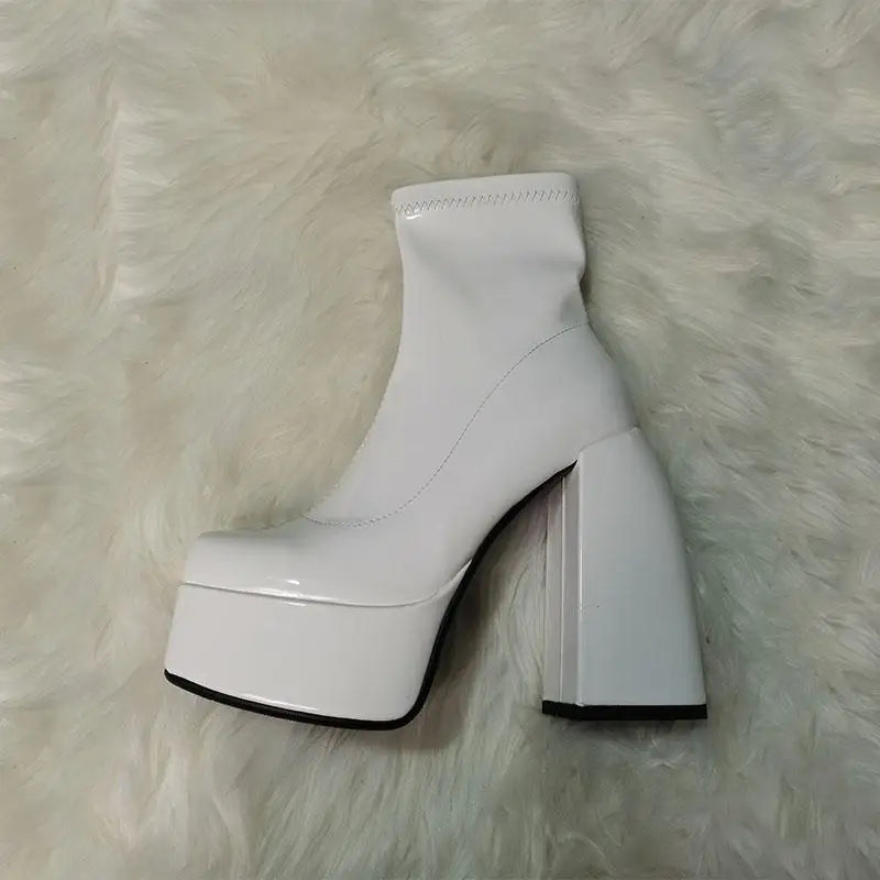 Autumn Patent Leather platform Short Boots