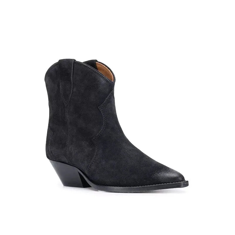 Autumn Suede Embroidery Western Boots