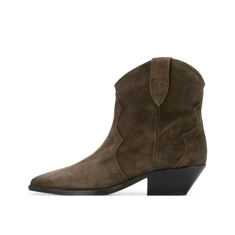 Autumn Suede Embroidery Western Boots