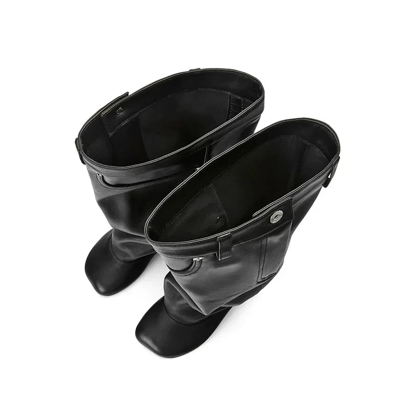 leather Height Increasing Knee high Boots