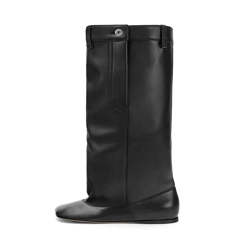leather Height Increasing Knee high Boots
