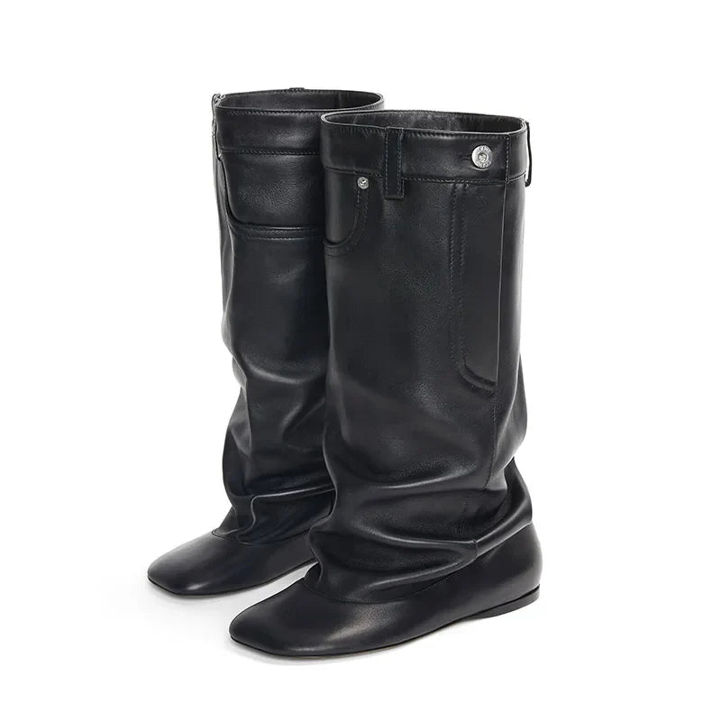 leather Height Increasing Knee high Boots